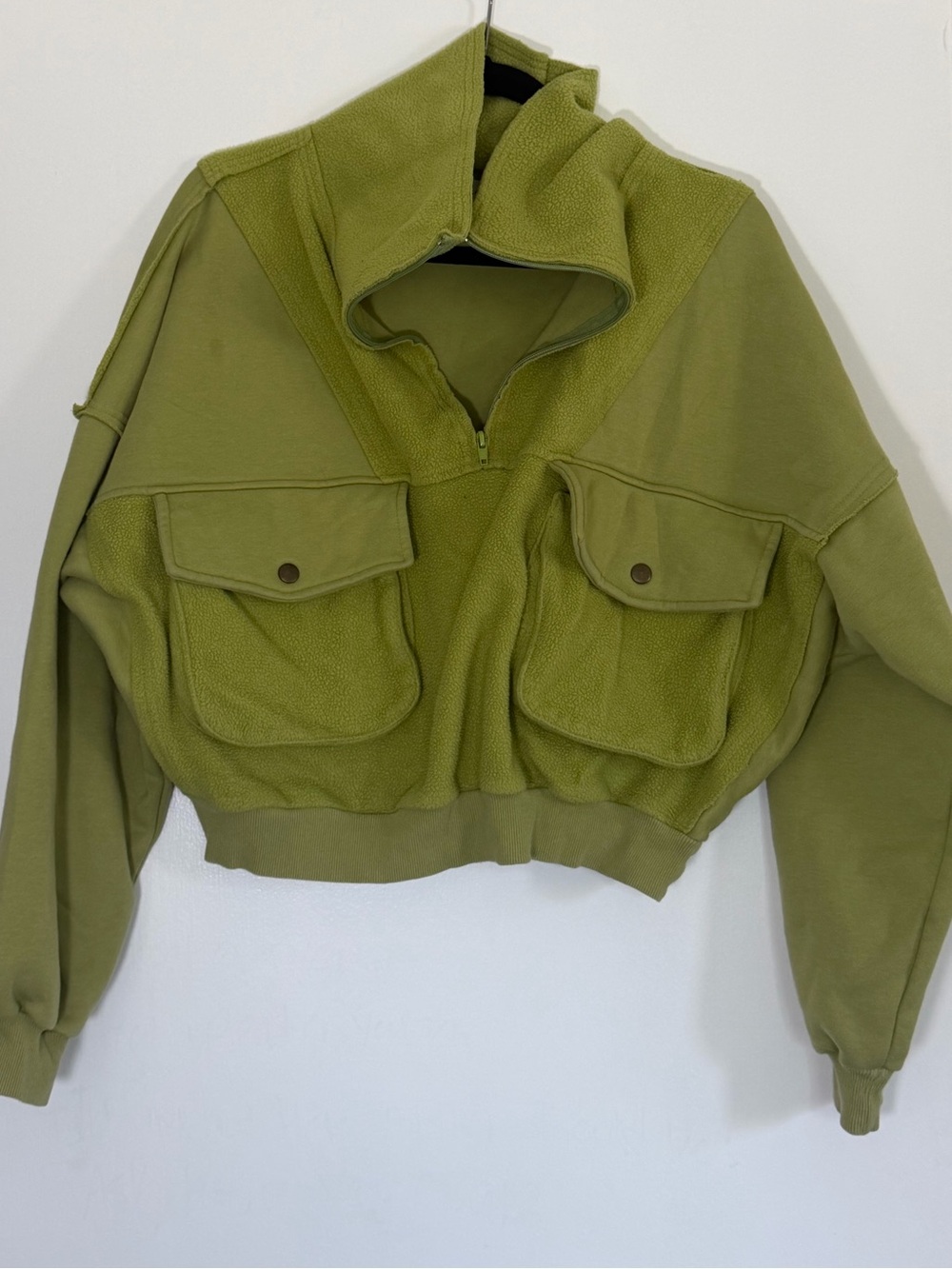 Chartreuse Green Cropped Utility Jacket - Women
